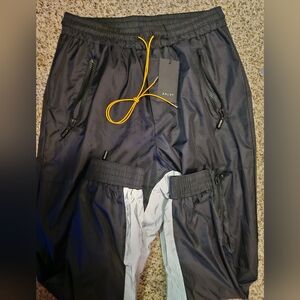 RHUDE Black/reflector Striped Jogger Pants with Yellow Drawstring NWT